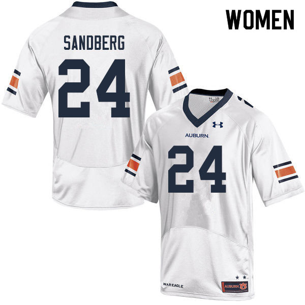 Women #24 Cord Sandberg Auburn Tigers College Football Jerseys Sale-White